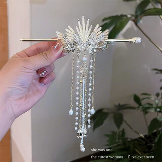 Mrs win sweet imitation pearl tassel wings hairpin new chinese style metal hairpin back of head hairpin style hair accessory for women gold imitation pearl tassel hairpin a25-201