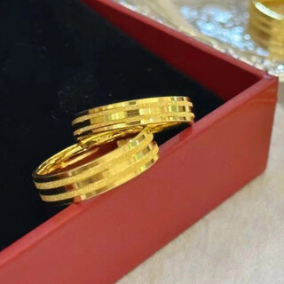 Fu yunli three lives three worlds gold couple ring 999 pure gold pure gold ring ring for men and women as gifts for girlfriends three lives three worlds rings pair approximately 12.3-12.5g