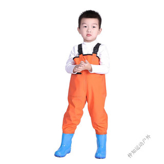 Xushansi children's water play one-piece waterproof kindergarten waterproof clothes for catch the sea children's rain shoes for catching fish men's and women's rain pants orange - children's overalls with pockets m 26 shoe inner length 17c