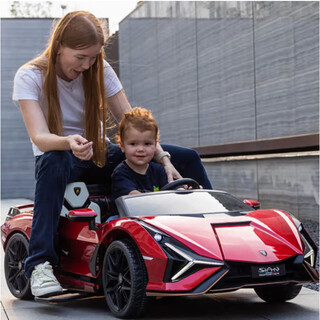 China milan borghini children's electric car toy car can sit in adults' remote control four-wheeled two-seater child baby car, painted red + 22v15a lithium battery + mp4 + double leather seat