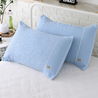Naiqu magic pillowcase half pack buckle pure cotton pair with snap button one latex pillowcase towel easy to remove and wash cotton gauze peacock blue jiahe two pack 50cmx70cm