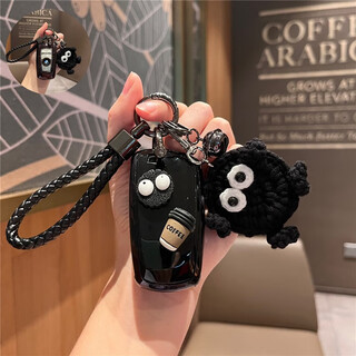 Tucker is suitable for bmw new 3 series key cover 325li 5 series x5 x3 shell x1 x2 male 1 series i3 female 525li x6 ab model briquette coffee transparent black + braided rope + coal