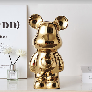 Internet celebrity violent bear cartoon tv wine cabinet living room decoration light luxury high-end ceramic children's piggy bank birthday gift 35cm golden care bear 16*13.5*35