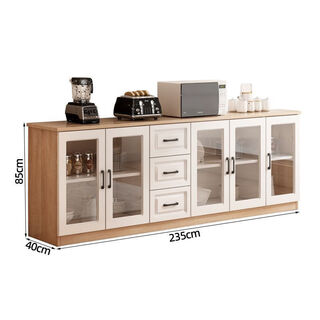 Yisimu solid wood sideboard cupboard modern minimalist home kitchen cabinet living room dining room multi-functional wall storage cabinet wine cabinet baikal oak color + white self-installation 80*40*85 two doors without drawers
