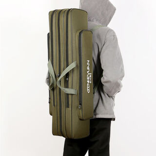 Chaosihui fishing tackle bag fishing rod bag waterproof fishing bag big belly bag 80cm-1.25m double layer three layer sea rod bag fishing tackle bag 80cm double layer jungle blue and red camouflage