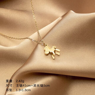 Quamer old phoenix gold store three-dimensional pony necklace 2024 new female niche design titanium steel 14k gold-plated ins three-dimensional pony necklace---gold