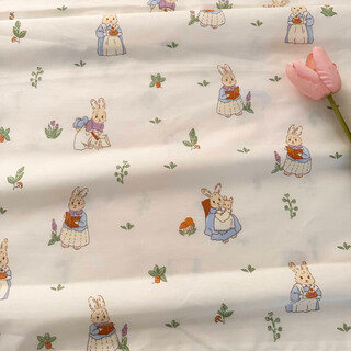 Cotton twill fabric xinjiang long-staple cotton bed sheet quilt cover baby blanket cartoon floral baby cotton cloth bunny half a meter price