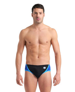 Arena men's competitive swimming briefs, anti-chlorine, quick-drying, upf50+ sun protection, maxlife fabric, high elastic training, black/neon blue/red 34