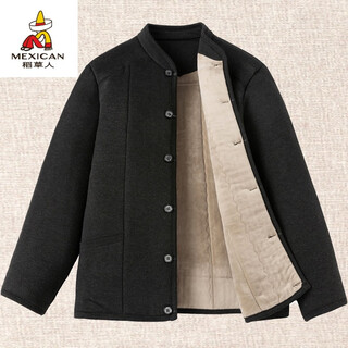 Scarecrow elderly camel hair men's cotton jacket plus velvet thickened dad's cotton clothes warm old man stretch cotton clothes large size jacket winter super soft style 7xl recommended 220-240jin jin is equal to 0.5 kg