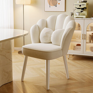 Dudu meijia makeup chair home dressing table stool backrest girls' bedroom chair light luxury nail art shop customer-special chair upgraded petal shape backrest white - zero pressure elasticity