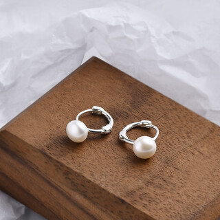 Didizoo does not need to take off earrings to sleep s999 silver freshwater pearl earrings round simple earrings fashion ear jewelry pure silver