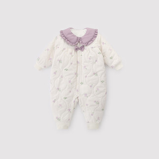 Bali piggy (balipig) baby girl one-year-old dress cotton jumpsuit autumn and winter warm and thickened quilted baby clothes, taro purple 80cm