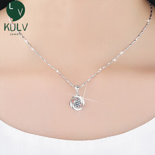 Fat donglai same style platinum necklace pt950 platinum diamond pendant for women set with moissanite clavicle chain valentine's day gift rose pendant + platinum ingot chain