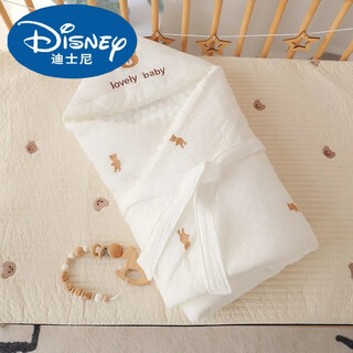 Disney (disney) newborn baby blanket, spring and autumn style, pure cotton thin blanket, newborn anti-fright, maternity room swaddle, universal for all seasons, white sand cute bear bean blanket, spring and autumn style 100*100cm