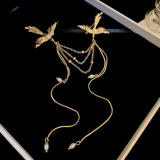 Quamer gold store new chinese style phoenix pearl tassel brooch high-end exquisite fashion 2024 new gold