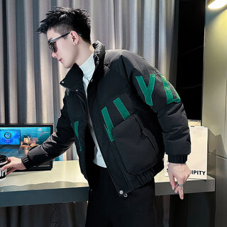 Jason's stand-up collar down cotton jacket men's new winter thickened warm casual cotton jacket men's trendy and handsome cotton jacket a346-f171 black m recommended 90-110jin jin equals 0.5 kg