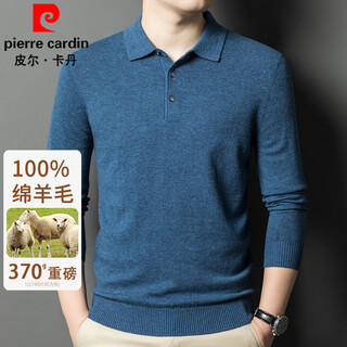 Pierre cardin wool sweater men's 100% wool t-shirt long-sleeved polo shirt winter lapel sweater business casual bottoming sweater