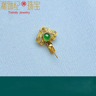 Dl 1998 fat donglai same style gold buckle head jade pendant color top bead inlaid with auspicious cloud clip buckle pearl necklace head buckle pendant essence auspicious cloud clip buckle