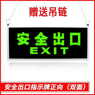 Chaoyu safety exit sign no-plug fire emergency escape evacuation sign maintenance-free self-illuminating indicator light self-illuminating thin double-sided safety exit-with hanging chain