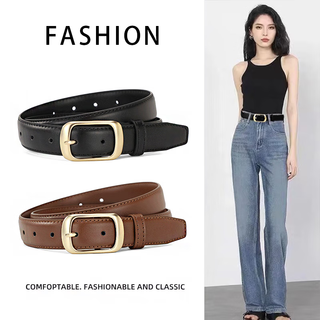 Sharon duo decorative belt women's niche retro jeans pin buckle belt military training korean style casual high-end belt belt black 105*2.8cm