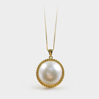 An feng japan seawater round mabe pearl pendant necklace k gold colorful twist style comes with s925 silver by default s925 silver chain 16-17mm by default