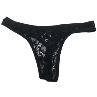 Men's underwear lace briefs pattern thong sexy see-through flower t-pants black