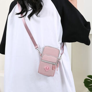 Queenjoy chinese valentine's day lightweight mobile phone bag women's wear-resistant halter neck small bag crossbody bag arm mini coin wrist summer shoulder bag pink