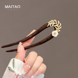 Blancpain u-shaped hairpin ancient style hairpin sandalwood high-end hairpin national style new chinese style black sandalwood hairpin hairpin children's gift small flower golden branch-wood