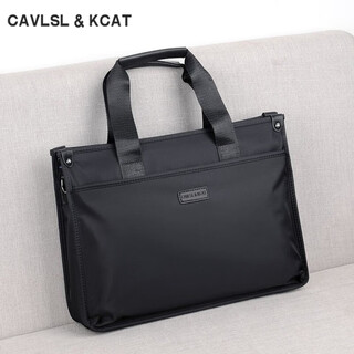 Cavlslkcat briefcase men's casual handbag business office laptop bag large capacity canvas shoulder crossbody bag black standard 14 inches standard 14 inches/enlarged version 15.6 inches