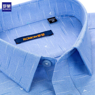 罗蒙（ROMON）长袖衬衫男抗皱易打理翻领商务高透气上衣男 4025-1 42 