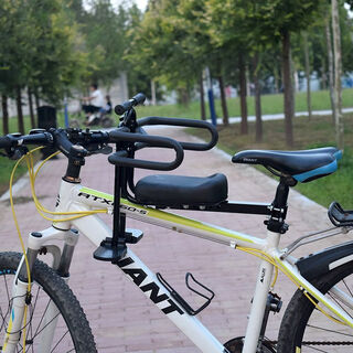 Shanye bicycle mountain bike universal child seat baby safety front seat electric vehicle child seat front new black seat + armrest + footrest + half guardrail