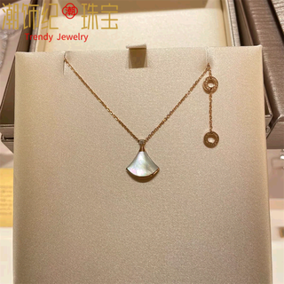 Dl 1998 fat donglai same style small skirt 18k gold necklace fan-shaped fan white fritillaria red 18k rose gold bone chain for women white fritillaria
