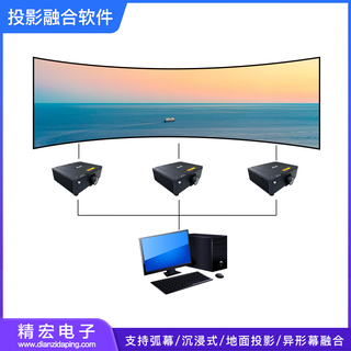 精宏大屏融合软件 多通道互动投影拼接 球型 弧幕 碗幕 地面 平面幕 异形屏幕梯形校正 CAVE沉浸式投影 win7新版融合