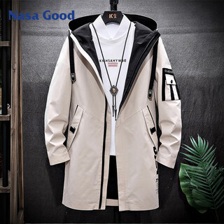 Nasa good jacket men's mid-length hooded jacket men's autumn loose and versatile outdoor style sportswear men's fashion card xl
