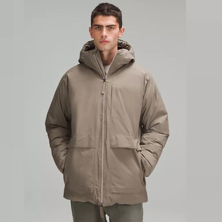 Lululemon lululemon men's down jacket stretchseal parka 600 fill goose down weatherproof jacket nomad nomad brown s