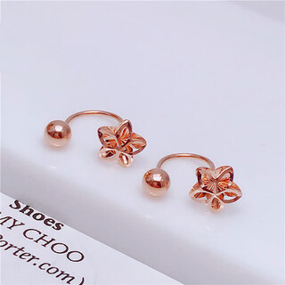 Dl 1998 fat donglai same style purple gold earrings silver plated russian screw buckle plated 14k color gold new fashion five-petal flower five-petal flower earrings (pair of rose gold)