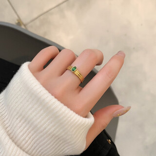 Tanhai washes hands without picking, lasts for a long time and retains color, medieval style oval pigeon egg emerald ring, european and american fashion blogger trend, oval pigeon egg green diamond ring, us size 6