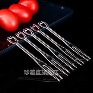 Disposable fruit forks, individually packaged plastic fruit inserts, fruit shop commercial fruit picks, 10,000 pieces in the whole box, heart-shaped transparent forks, 10,000 pieces, simple packaging