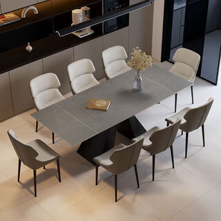 Light luxury retractable slate dining table and chairs combination home living room table modern simple rectangular dining table retractable 1.4-2.0 meters slate dining table single dining table