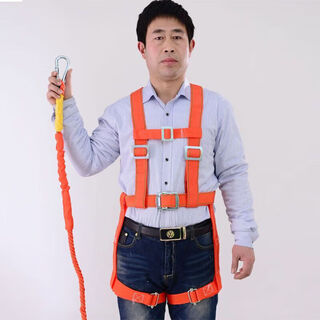 High-altitude working safety belt, outdoor construction safety belt, full body five-point air conditioning installation safety rope, electrician belt, national standard five-point type, single small hook 3 meters