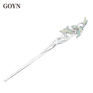 Goyn osmanthus burnt blue sterling silver hairpin one-word hairpin high-value women's ethnic style hairpin national style ins style hair accessories osmanthus burnt blue hairpin