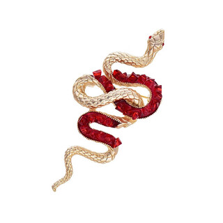 Mrs. win, good luck in the year of the snake, chinese-style red brooch, men's and women's accessories, suit pins, zodiac snake, zodiac year gift, gold and red python brooch a25-308