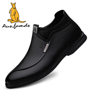 Australian famous kangaroo ausfamds brand men's casual leather shoes winter business casual mid-top genuine leather boots soft sole soft surface simple formal shoes for men black glossy four seasons 42