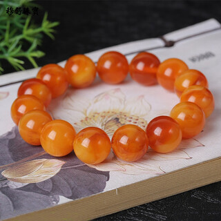 Mushu natural chicken fat yellow old beeswax amber round bead bracelet, unoptimized raw stone old beeswax bucket bead bracelet for men and women, collection grade 14mm (men and women)