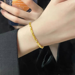 Jianyingsi 24k gold color sugar cube bracelet for women 9999 plain gold bouncy bracelet shiny sand gold broken gold 18k gold plated broken gold bracelet