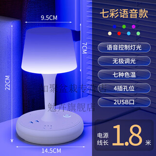 Intelligent voice control bedroom table lamp bedside lamp plug-in desktop bedside table socket night light light luxury voice colorful version 4 sockets + usb 1.8 meters