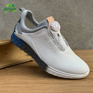Golf25 new golf men's shoes genuine leather men's golf shoes cowhide breathable shock-absorbing outdoor casual shoes sports shoes white blue tail 39