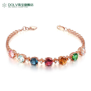 Tourmaline bracelet young silver candy bracelet inlaid bracelet 18k gold bracelet women color gemstone color gemstone bracelet (16+3cm