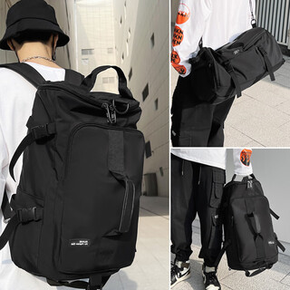 Kangaroo travel bag men's large-capacity backpack sports backpack portable one-shoulder student school bag men's and women's cross-body fitness bag black