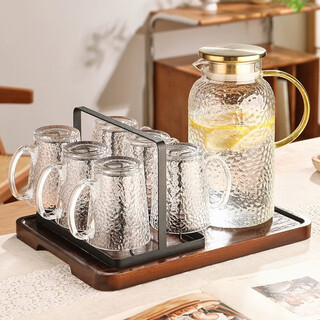 Genasi high temperature resistant glass water cup home set living room hospitality tea cup with handle family drinking cup cup holder cup